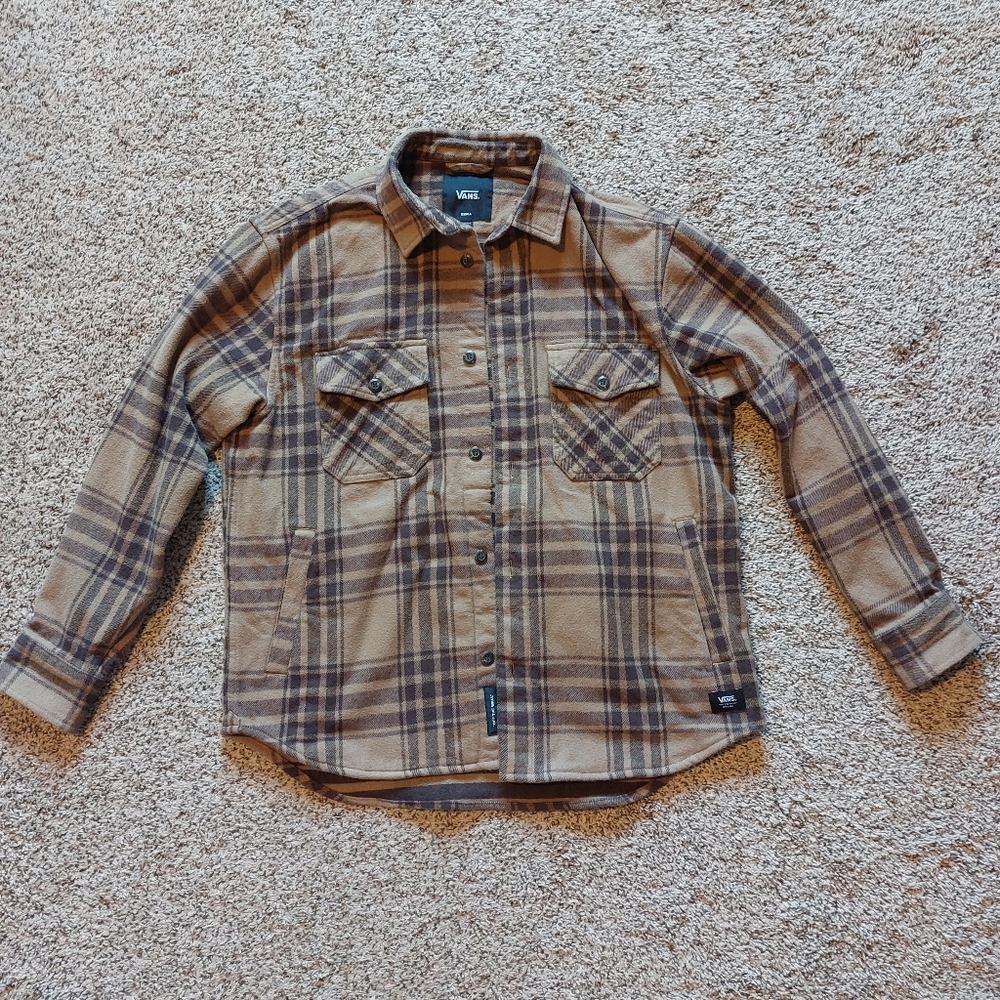 VANS Small oversized heavyweight dirt brown flannel